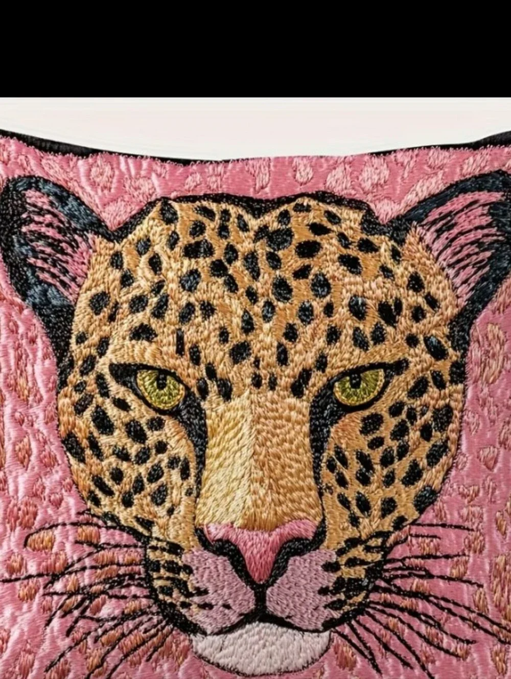 Leopard Face Accent Pillow Cover - Pink and Tan